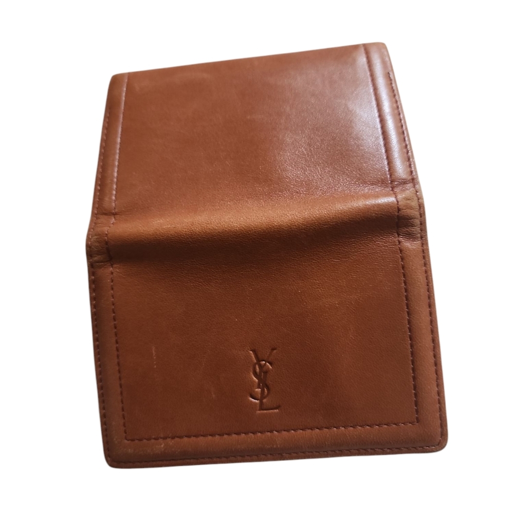 Yves Saint Laurent Leather Card Case Wallet In Brown - Picture 3 of 7